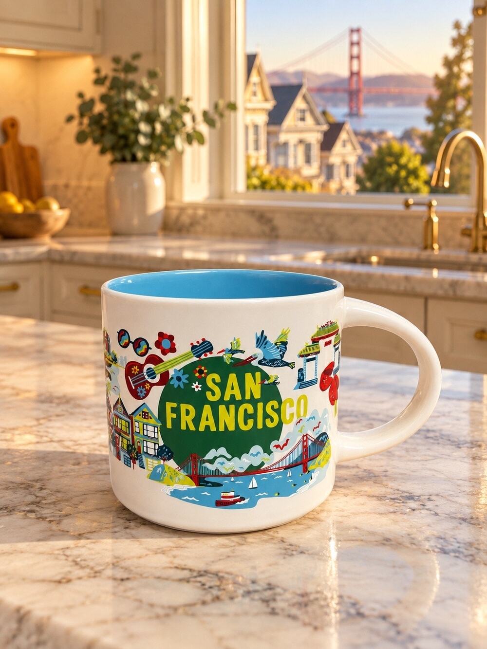 Starbucks San Francisco Discovery Series Mug 14 oz Blue Interior
